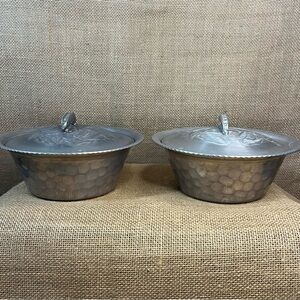 2-Everlast Hand Forged Hammered Aluminum Bowl With Lid & Clear Glasbake Bowls